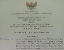 Peraturan Kalurahan Tancep Nomor 1 Tahun 2023 Tentang Laporan Pertanggungjawaban Realisasi APBKal Ta